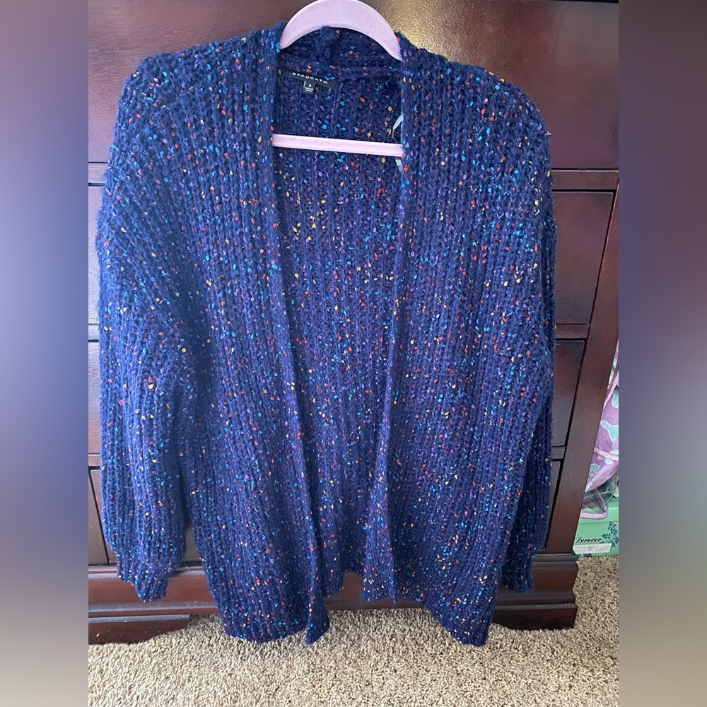 Navy Blue Confetti Knit Cardigan